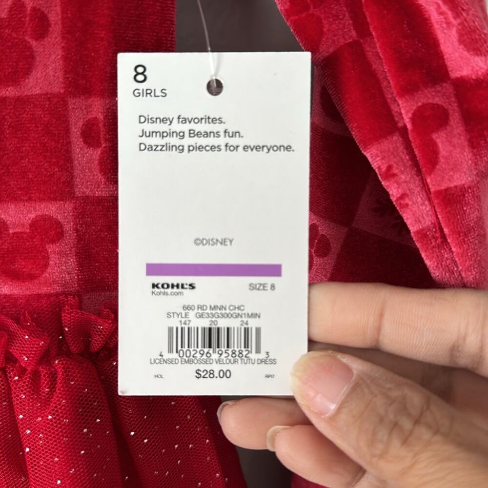 Disney Minnie Mouse Red Christmas Dress Girl Sz 8 NWT Holiday Festivities - Picture 2 of 9